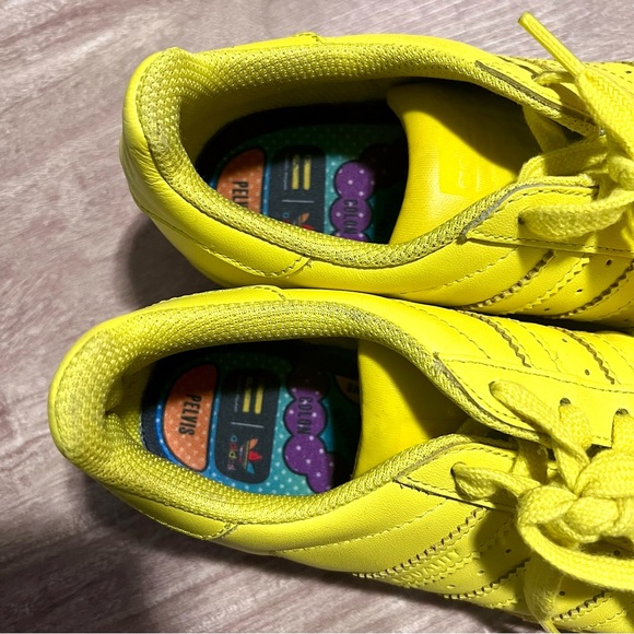 Adidas Pharrell Williams Superstar Canary Yellow Shell Toe Unisex Sneakers - Picture 7 of 9